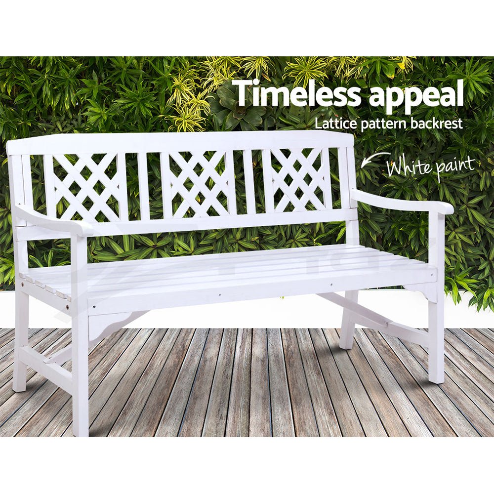 White Timber Wooden Garden Bench Seat