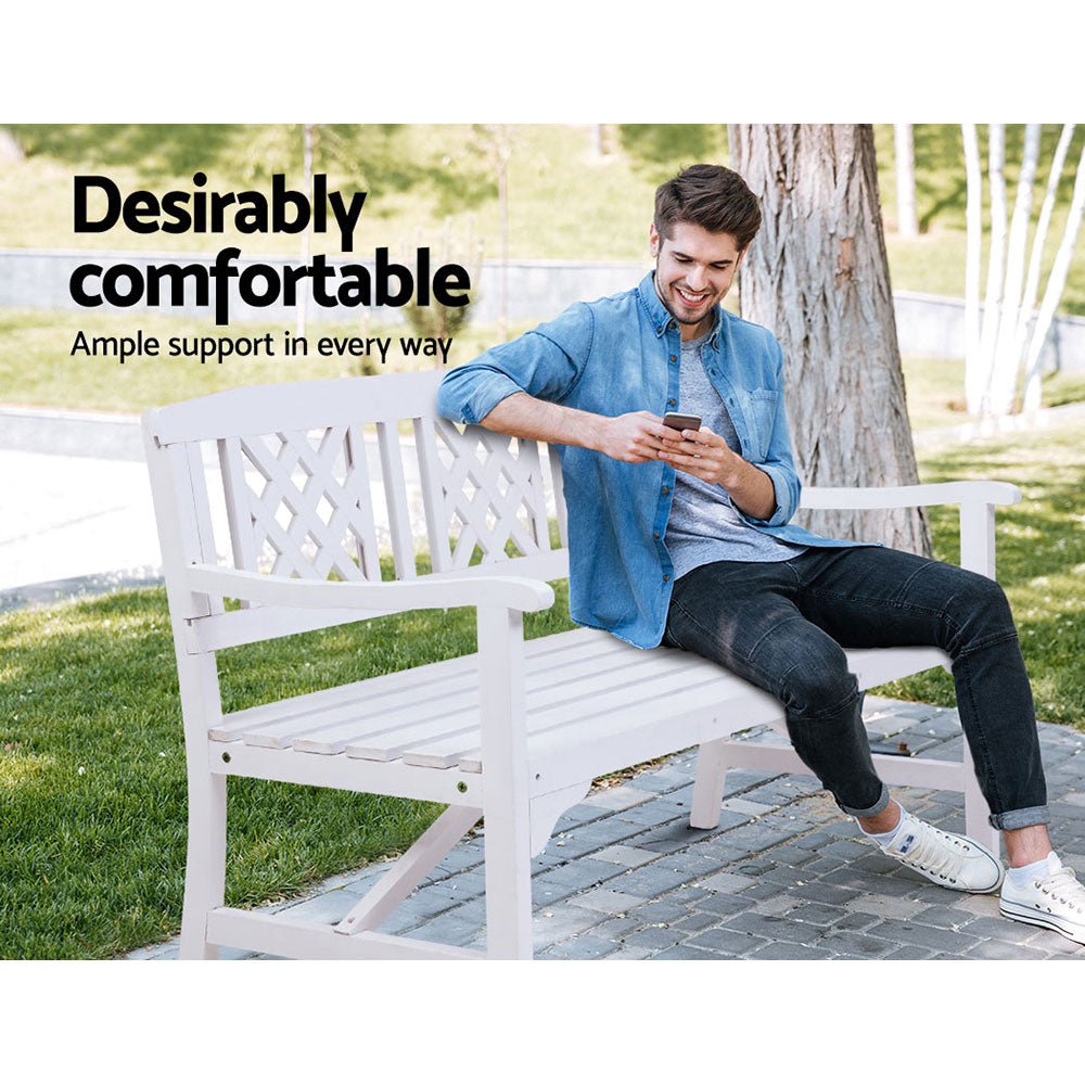 White Timber Wooden Garden Bench Seat