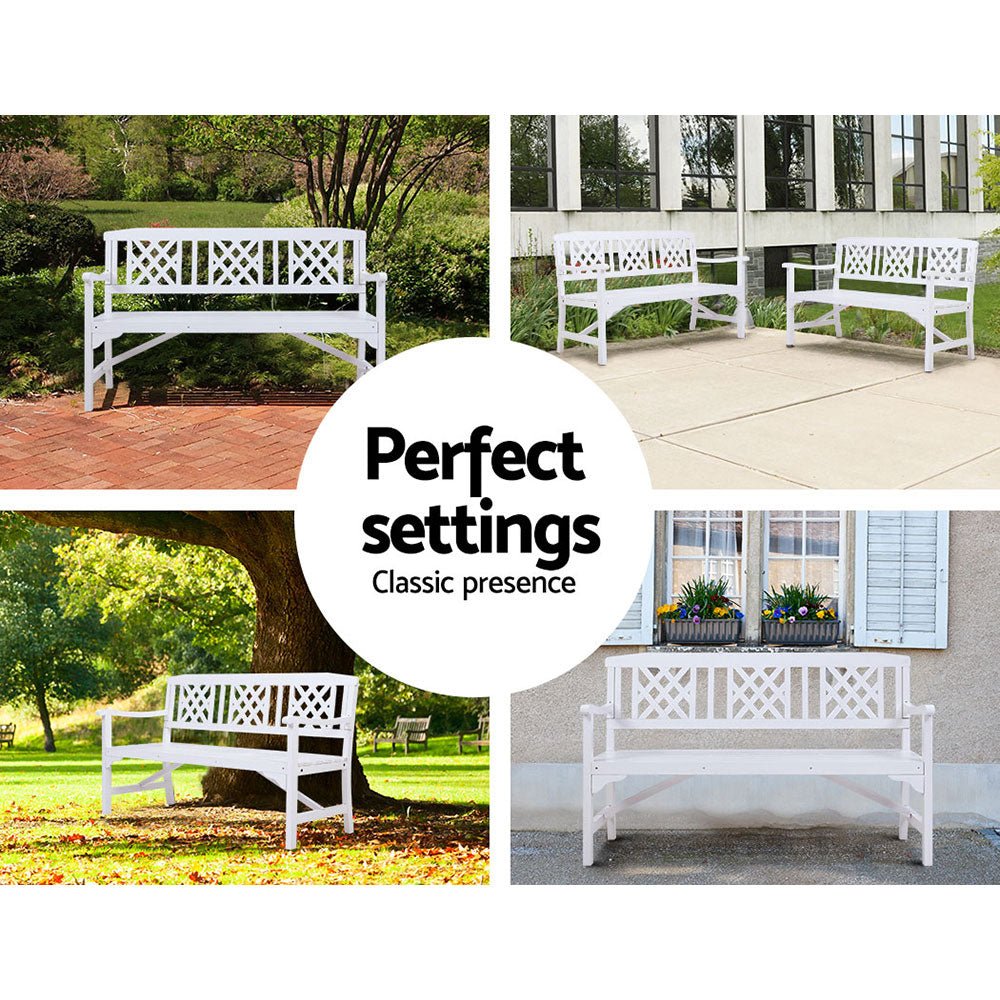 White Timber Wooden Garden Bench Seat