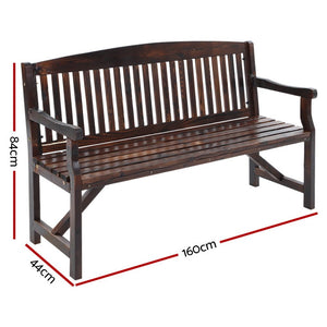 Outdoor Wooden Garden Bench - 3 Seater