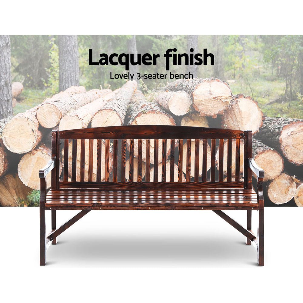 Outdoor Wooden Garden Bench - 3 Seater
