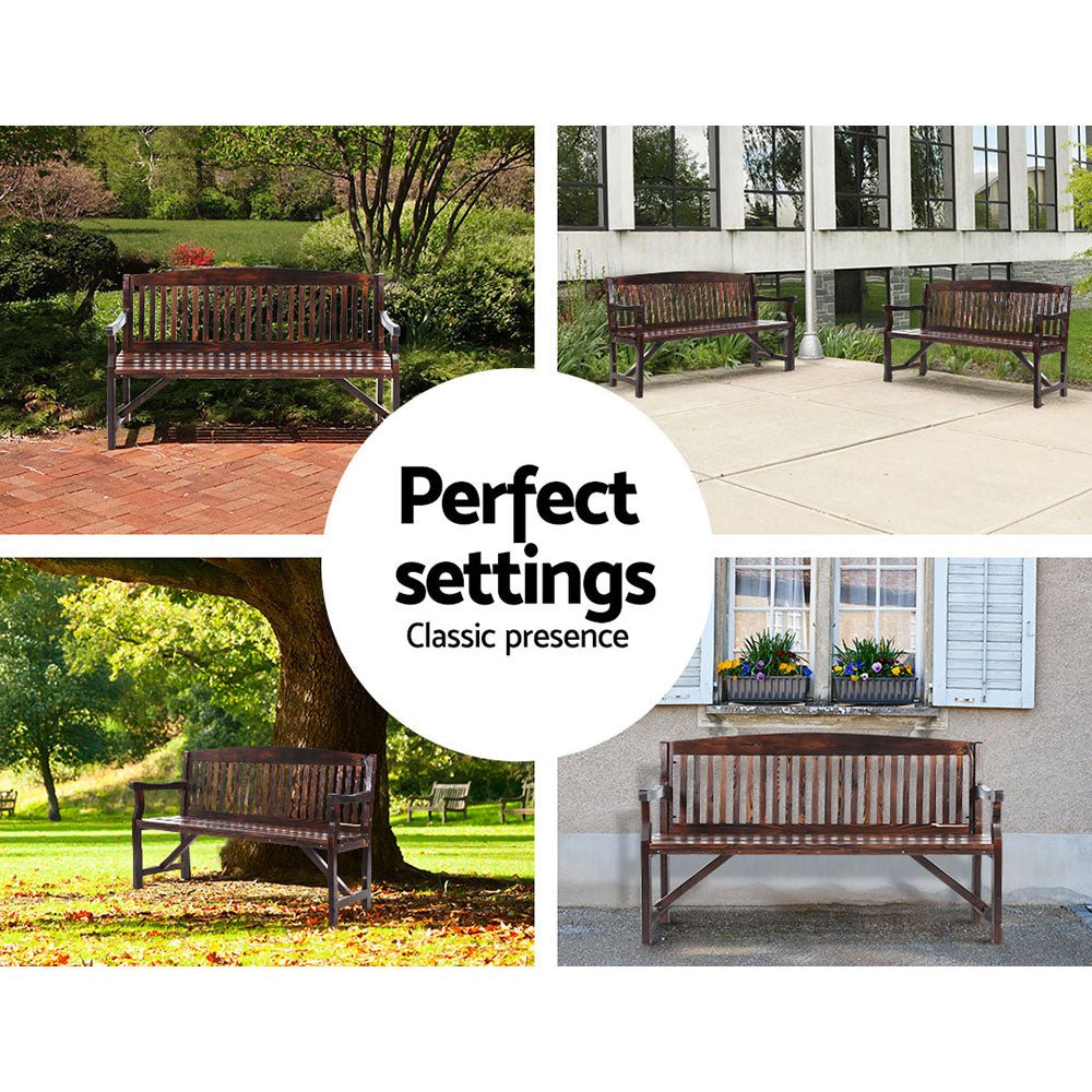 Outdoor Wooden Garden Bench - 3 Seater