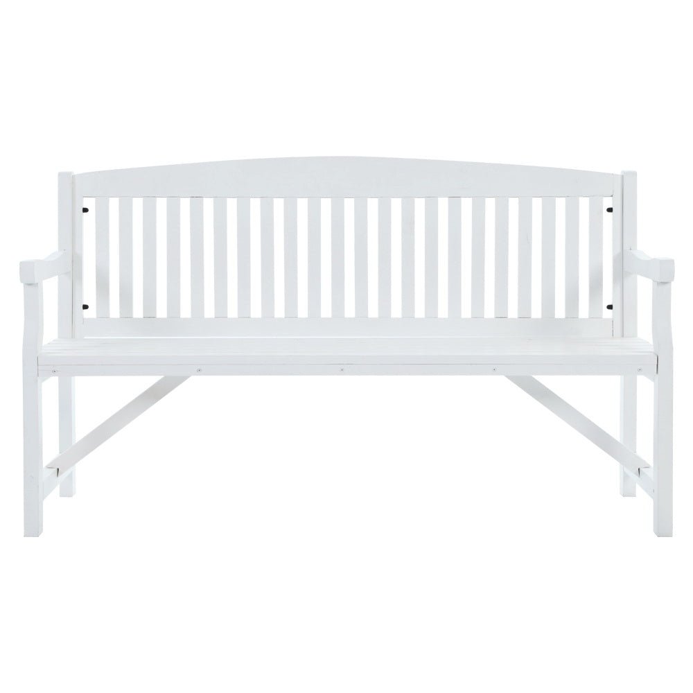 White Wooden Garden Bench / Garden Chair - 3 Seater