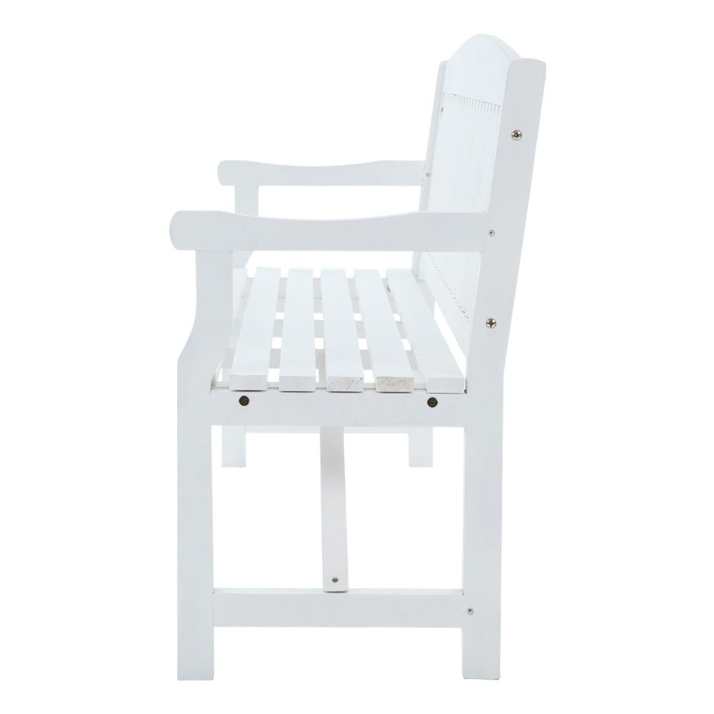 White Wooden Garden Bench / Garden Chair - 3 Seater
