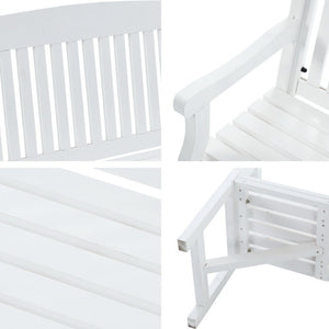 White Wooden Garden Bench / Garden Chair - 3 Seater