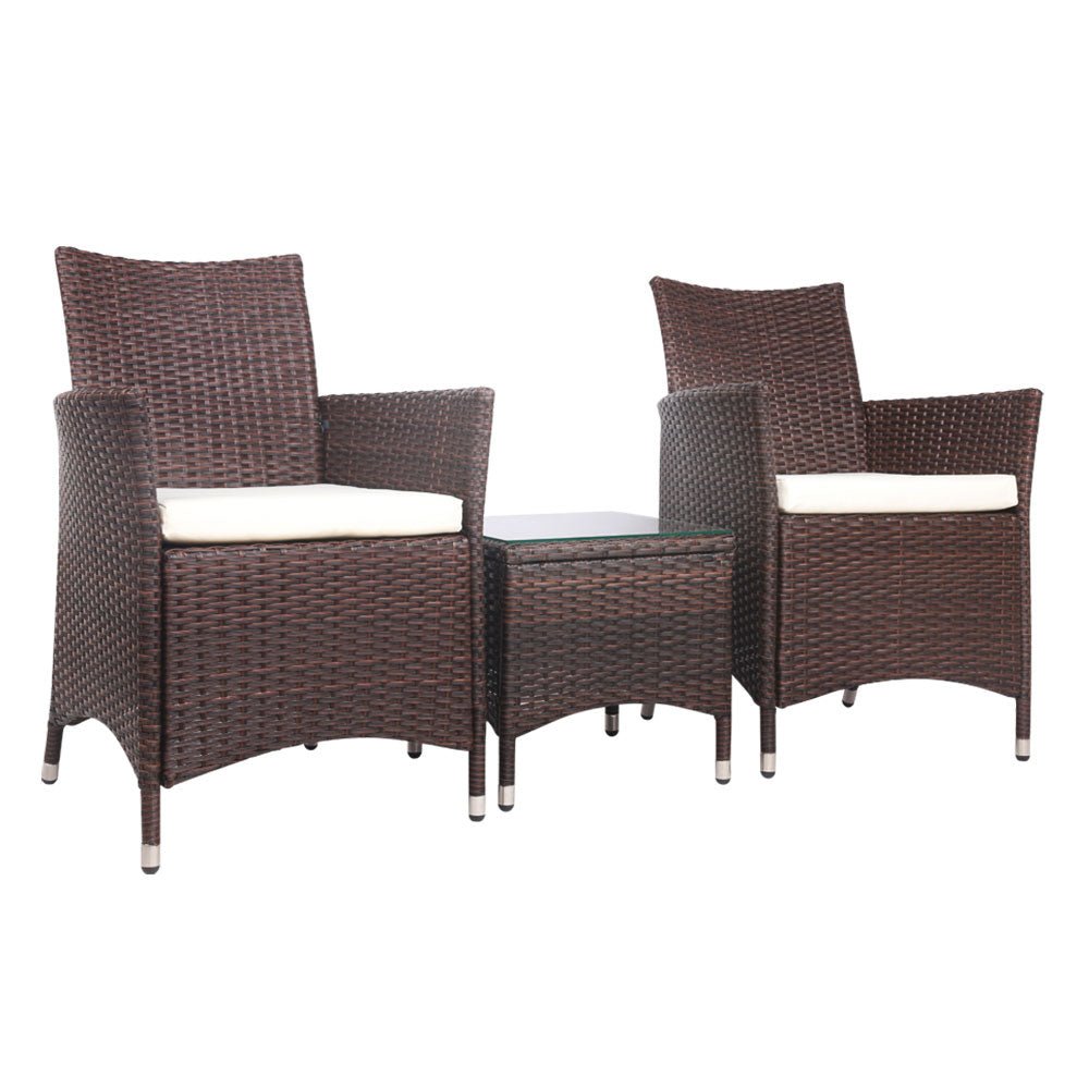 3 Piece Outdoor Brown Table And Chair Set