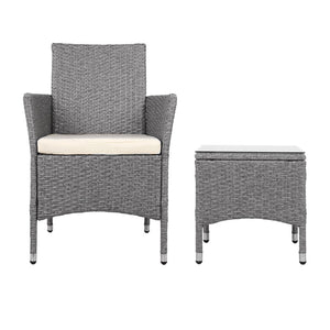 3 Piece Grey Outdoor Chair And Table Furniture Set