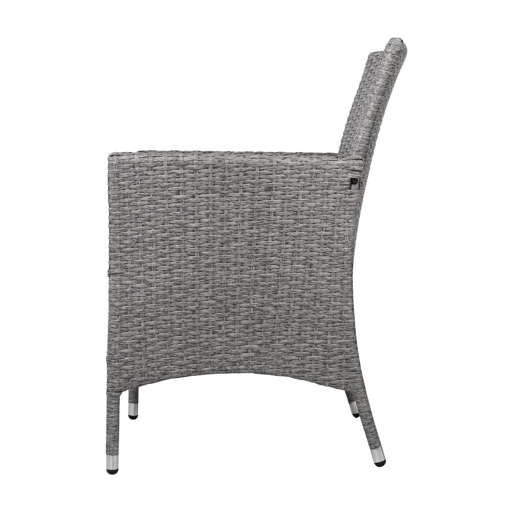 3 Piece Grey Outdoor Chair And Table Furniture Set