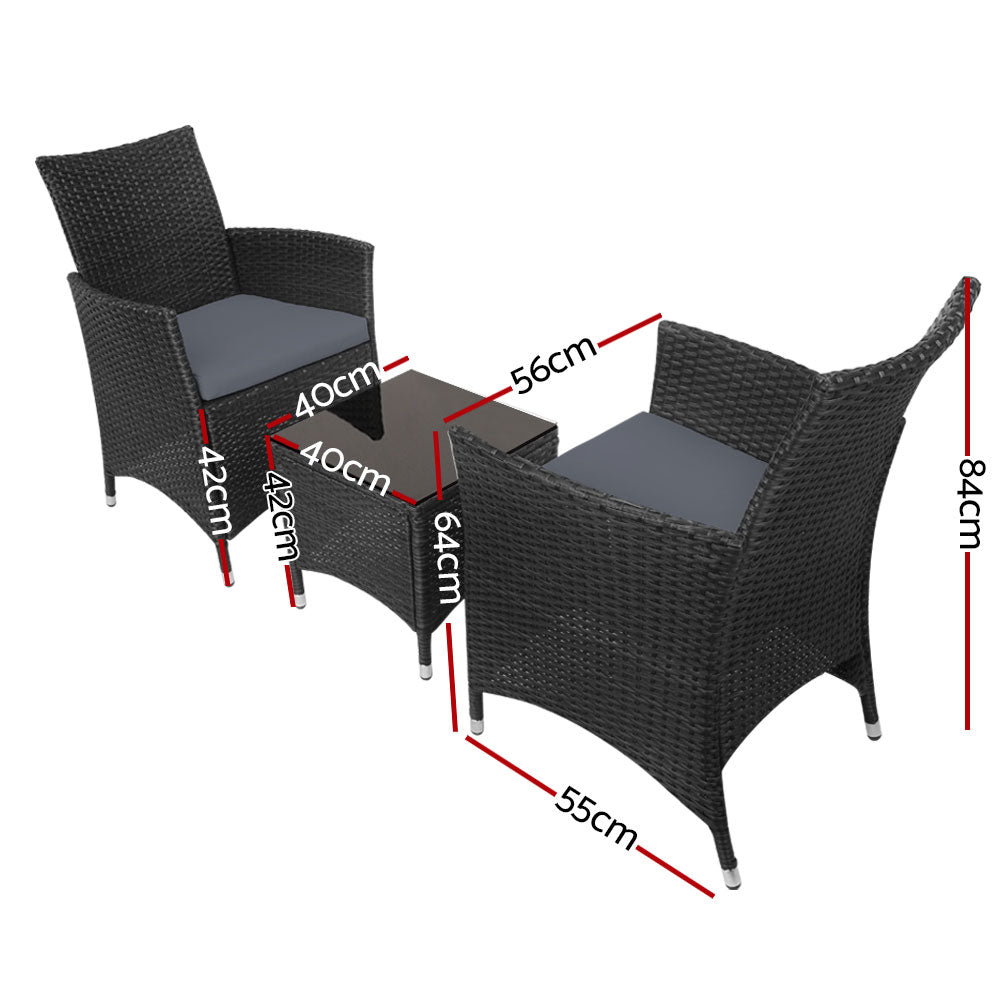 3pc Bistro Chair & Table Set