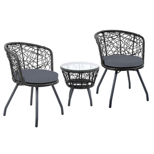 Black Outdoor Patio Chair And Table Set