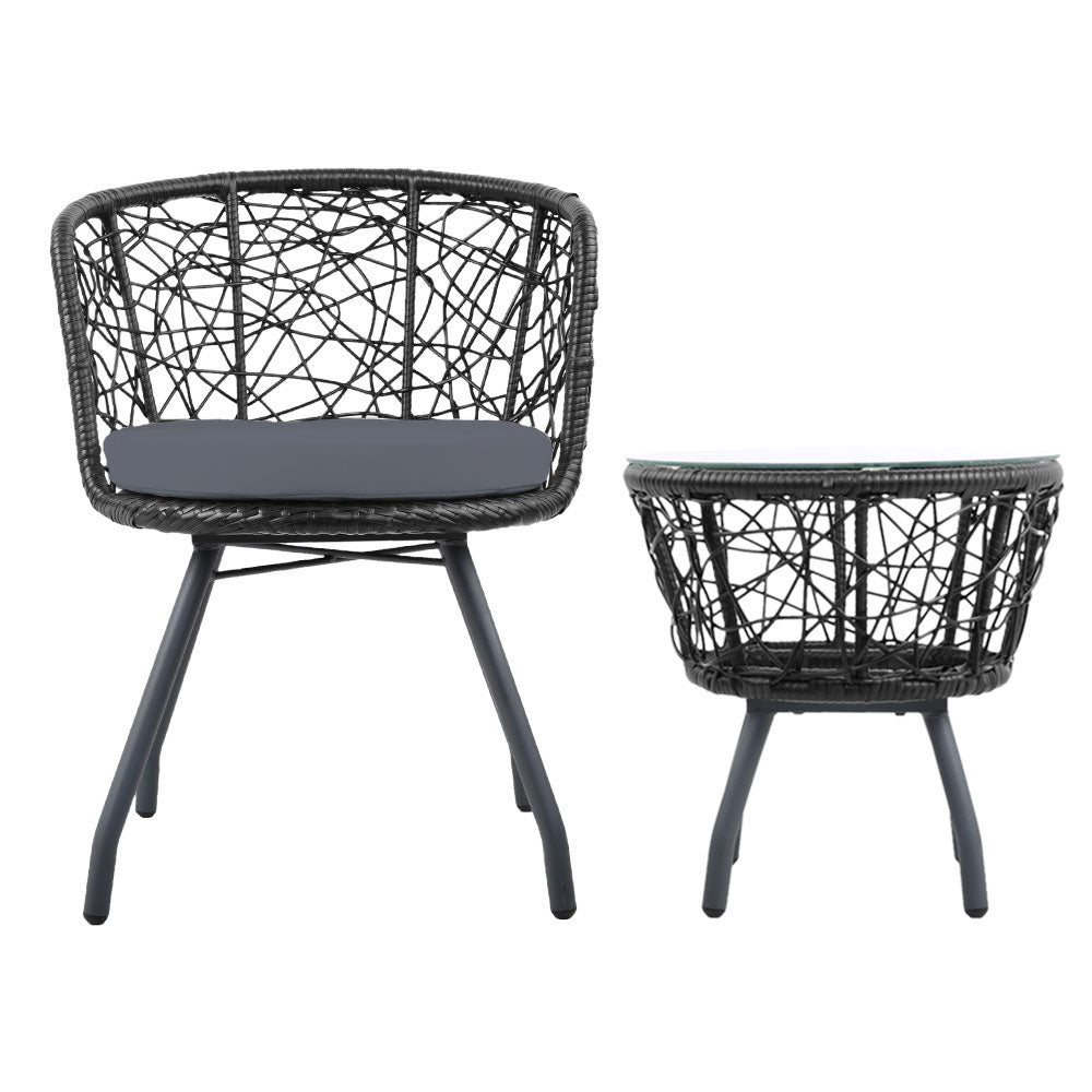 Black Outdoor Patio Chair And Table Set