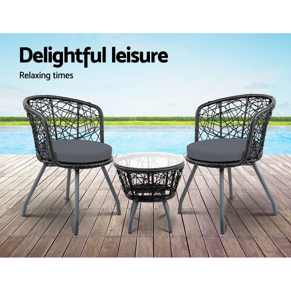 Black Outdoor Patio Chair And Table Set