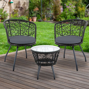 Black Outdoor Patio Chair And Table Set