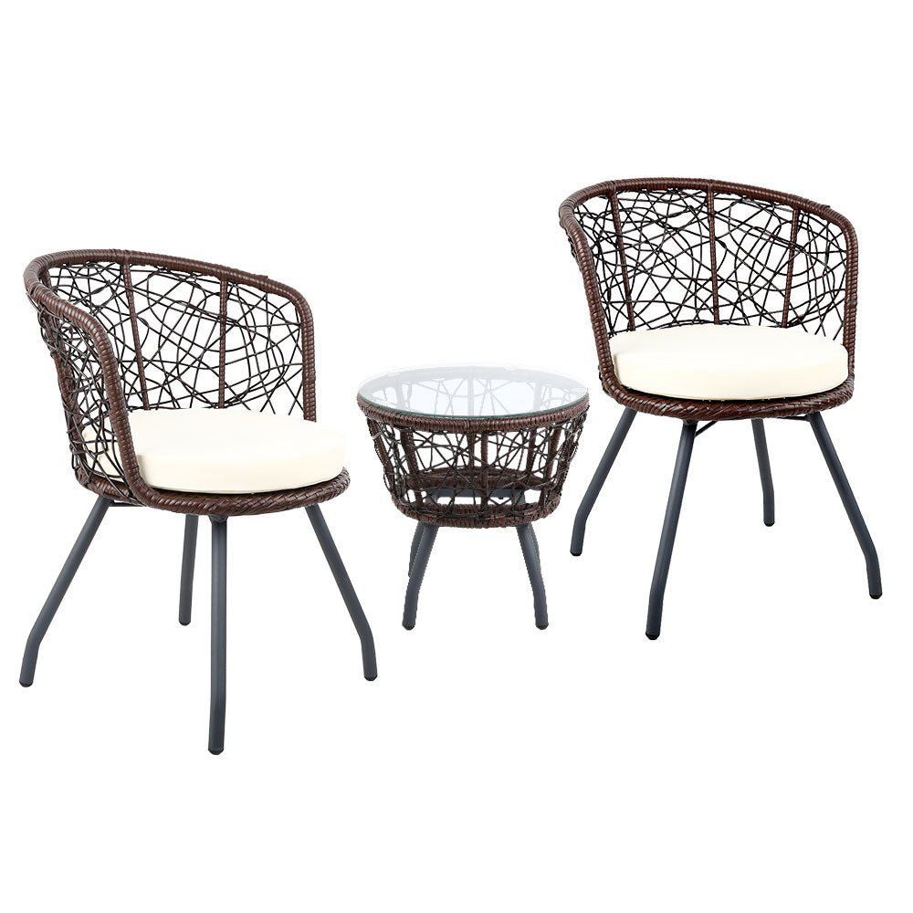 Outdoor Brown Patio Chair and Table Set