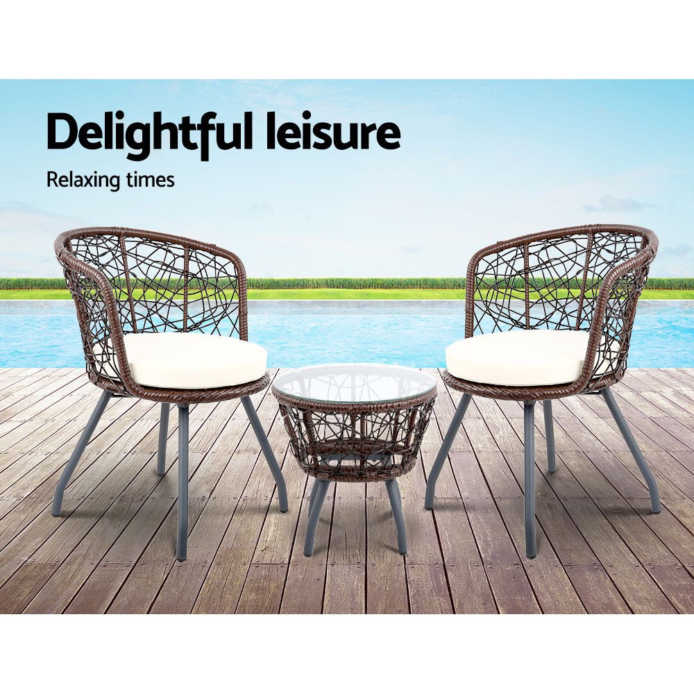Outdoor Brown Patio Chair and Table Set