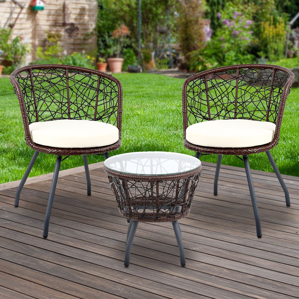 Outdoor Brown Patio Chair and Table Set