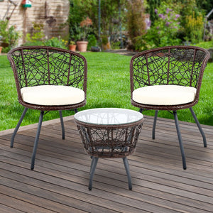 Outdoor Brown Patio Chair and Table Set