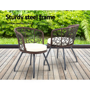 Outdoor Brown Patio Chair and Table Set