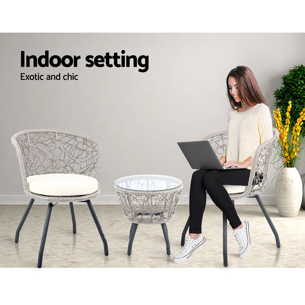 Outdoor Patio Chair and Table - Grey