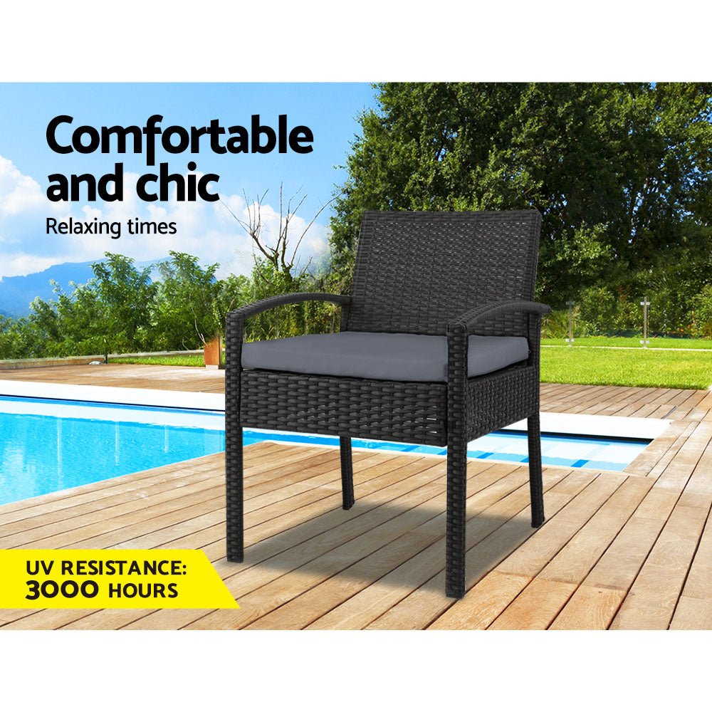 Outdoor Black Bistro Wicker Chair