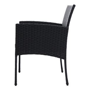 Set of 2 Outdoor Bistro Chairs With Wicker Cushions