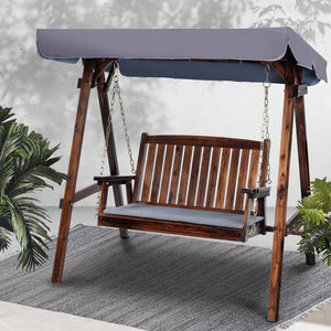 Large Wooden 2 Peace Swing Chair - Outdoors / Patio