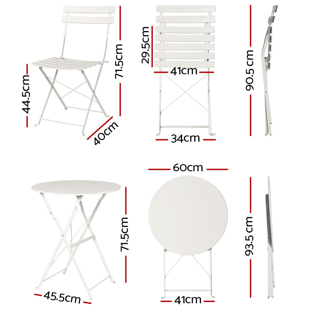 Gardeon Outdoor Setting Bistro Set | Folding Table and Chairs for Patio
