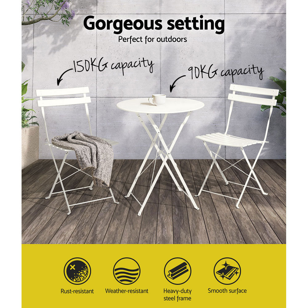 Gardeon Outdoor Setting Bistro Set | Folding Table and Chairs for Patio