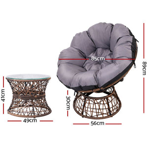 Outdoor Papasan Chairs With Mini Table