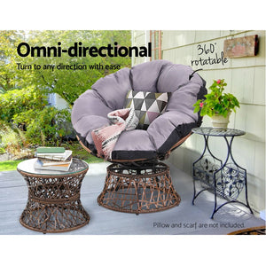 Outdoor Papasan Chairs With Mini Table