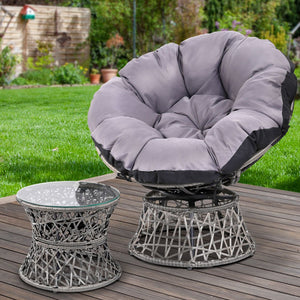 Grey Egg Pod Patio Chair With Included Table - 60's Styled
