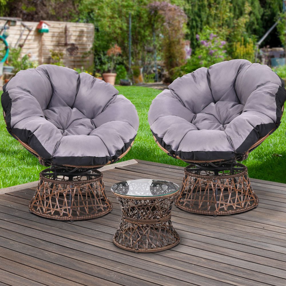 Outdoor Papasan Chairs With Coffee Table Included