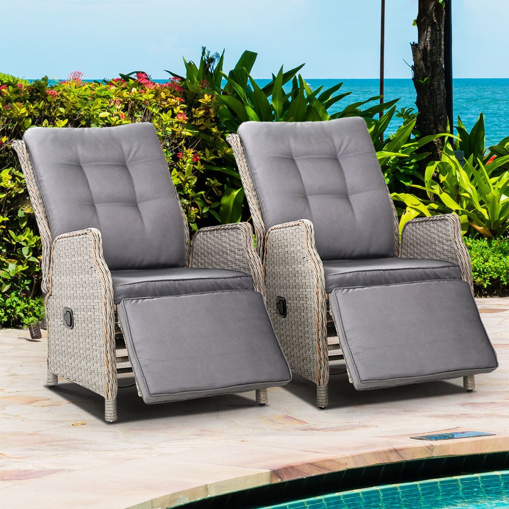 2 Grey Recliner Chairs / Sun Lounges