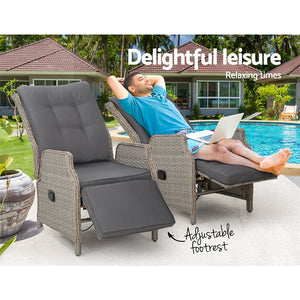2 Grey Recliner Chairs / Sun Lounges