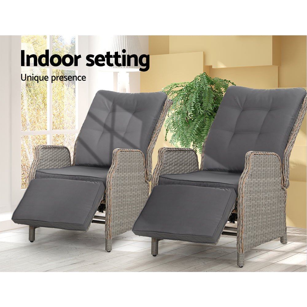 2 Grey Recliner Chairs / Sun Lounges
