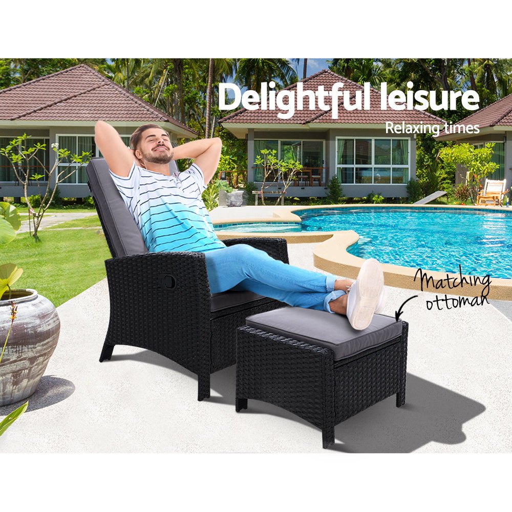 Resort Recliner Chair With Wicker Cushions