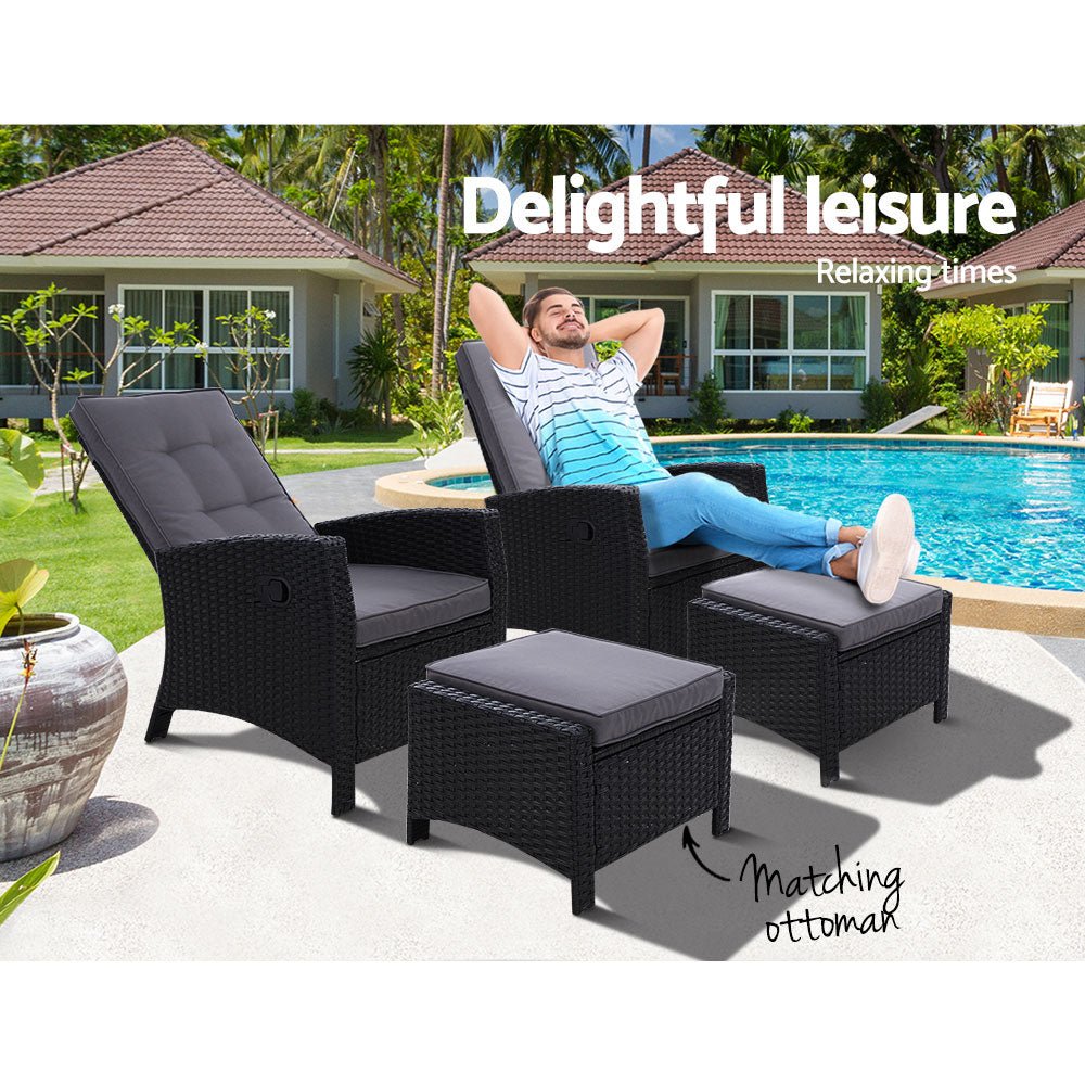 Set of 2 Sun lounge Recliner Chairs