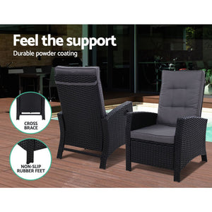 Set of 2 Sun lounge Recliner Chairs