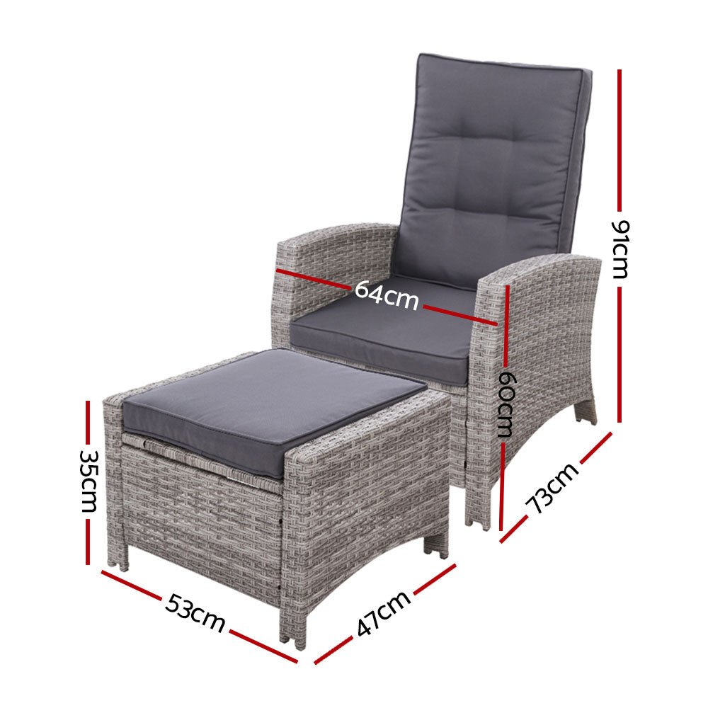 Sun Lounge Recliner Chair For Outdoors - Set of 2