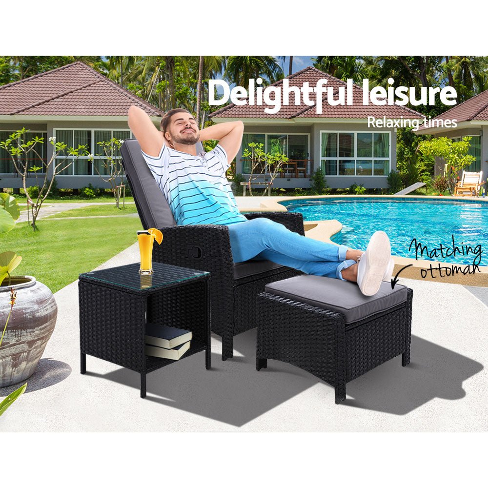 Outdoor Recliner Chair With Table