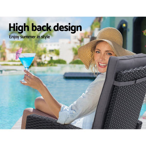 Outdoor Patio Recliner Chairs With Table - 5PCS Set