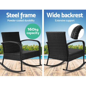 3 Piece Outdoor Rocking Chair Set