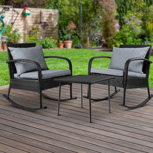 3 Piece Outdoor Rocking Chair Set