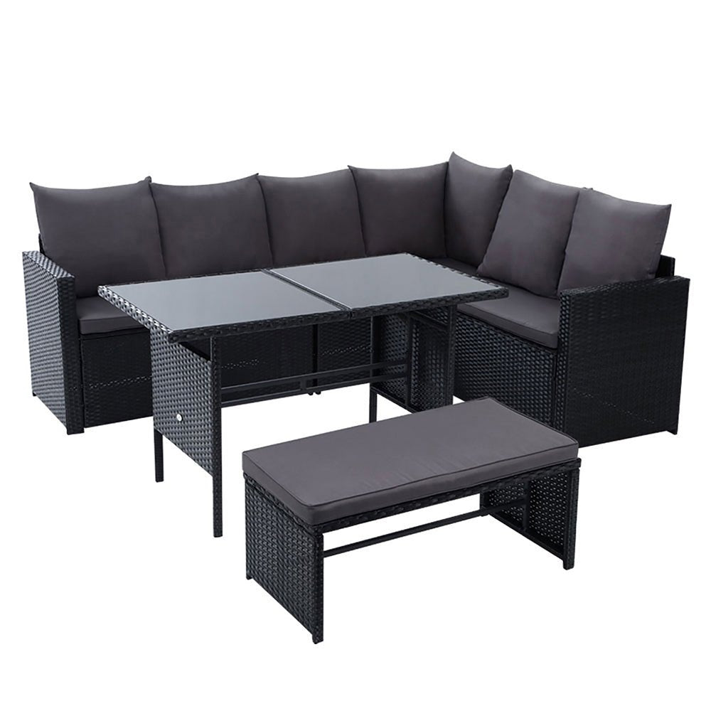 8 Seater Black Family Dining Sofa Set