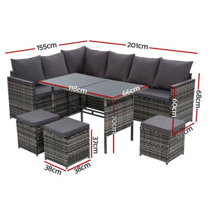 Outdoor Furniture Dining Set - 9 Seater