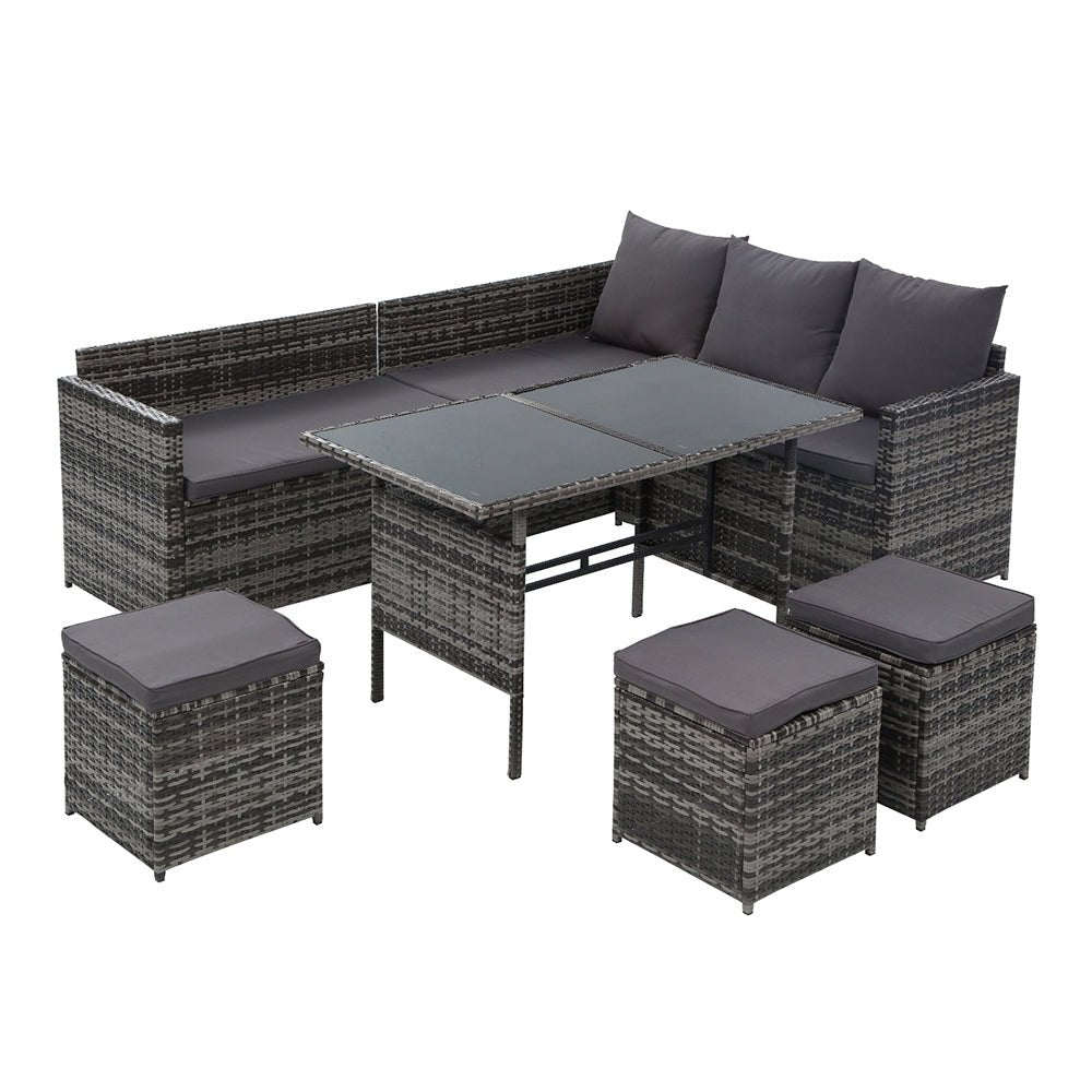 Outdoor Dining Setting Sofa - Large 9 Seater