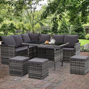 Outdoor Dining Setting Sofa - Large 9 Seater