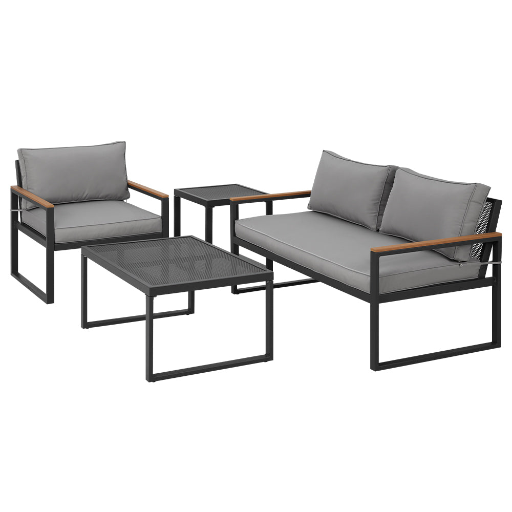 Steel Outdoor Sofa Set - 3-Seater Corner Modular Lounge Setting