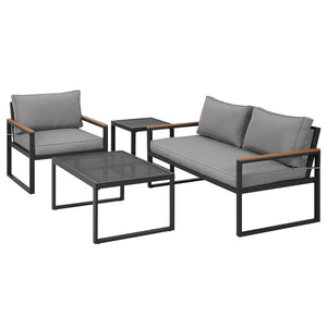 Steel Outdoor Sofa Set - 3-Seater Corner Modular Lounge Setting