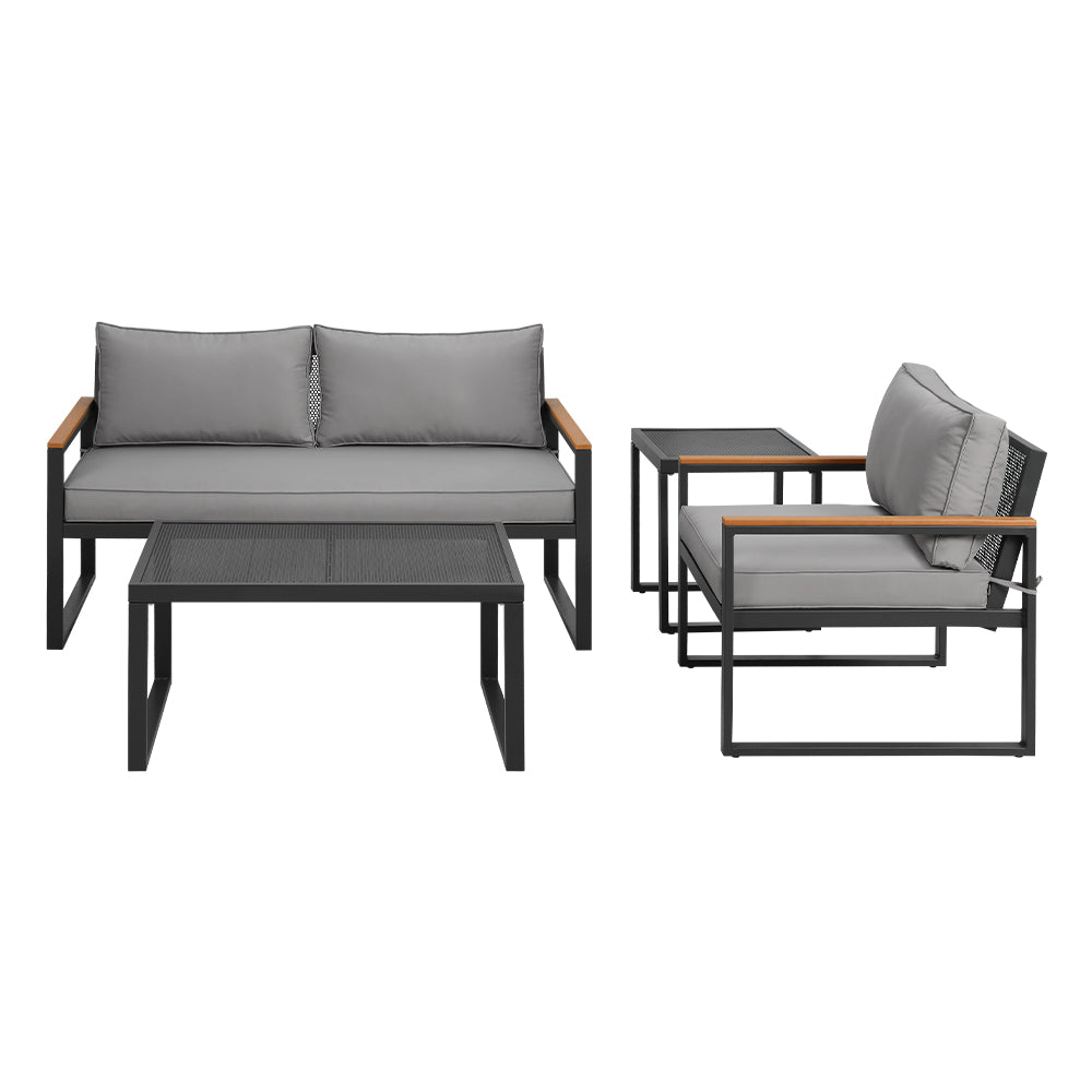 Steel Outdoor Sofa Set - 3-Seater Corner Modular Lounge Setting